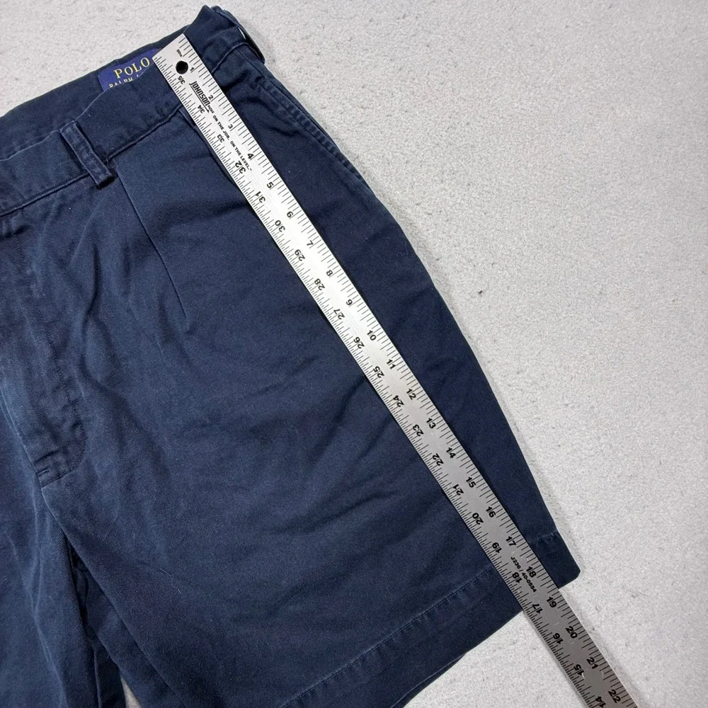 Polo Ralph Lauren Mens Navy Blue Pleated Chino Shorts 36 Cotton Classic Fit